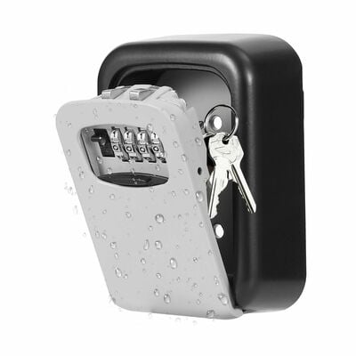 Key Lock Box Keys Storage Lock Box with 4 Digits Combination Resettable Codes Wall Mounted Outdoor Waterproof Cover
