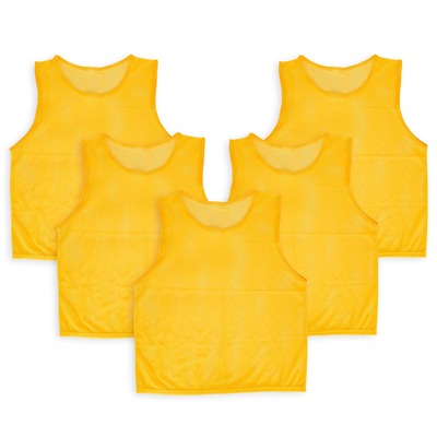 5Pcs Mesh Scrimmage Vests Soccer Basketball Team Training Pinnies Jerseys Shirt Adult Plus Size-Yellow-Adult Plus