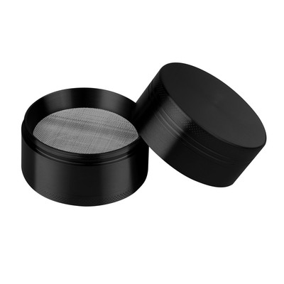 Magnetic Herb Spice Tobacco Grinder 2-inch 4-Piece Zinc Alloy Crusher Kitchen Mill with Pollen Scraper-Black