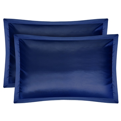 2 Pack Soft Silky Satin Pillow Case Hypoallergenic Breathable Bed Pillow Cover Queen Size Pillowcase Great for Hair Skin-Navy