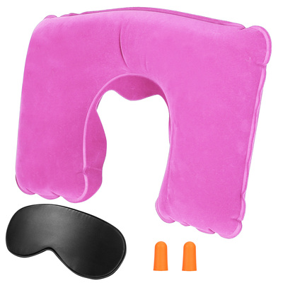 Travel Pillow Inflatable U Shape Neck Pillow Neck Support Head Rest Office Nap Car Airplane Cushion-Pink