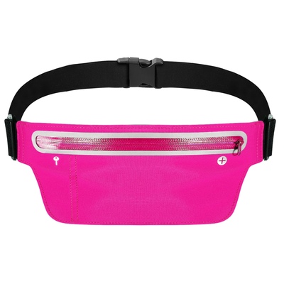 Unisex Sport Waist Pack Running Belt Bag Pouch Adjustable Bounce Free Sweat-Proof Lightweight Slim-Pink