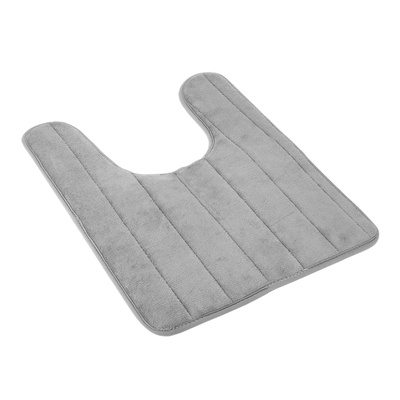 U Shaped Bathroom Rugs Contour Non-slip Toilet Mat Absorbent Cozy Velvet Floor Mat 23.62 x 19.69in-Gray