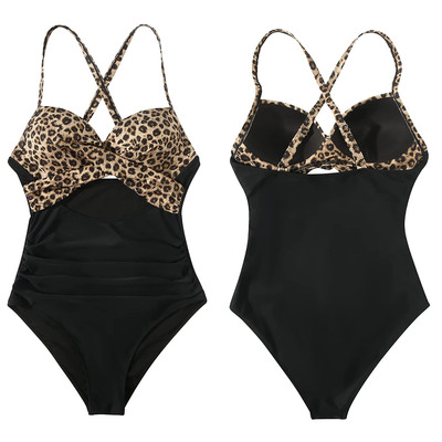 Women ? s One Piece Swimsuit Beachwear Swimwear Tummy Control Cutout High Waist Bathing Suit Wrap-Black