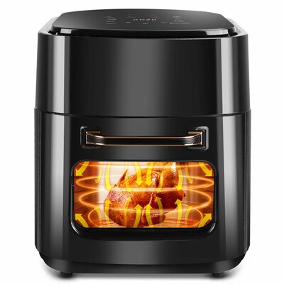 NewHome 15.8QT Air Fryer 1400W Oilless Cooker Touch Screen Customized Temp Time Visible Window-Black