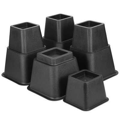 8Pcs Furniture Risers 500kg 1100lbs Capacity Bed Lifters Adjustable Couch Table Chair Risers-Black