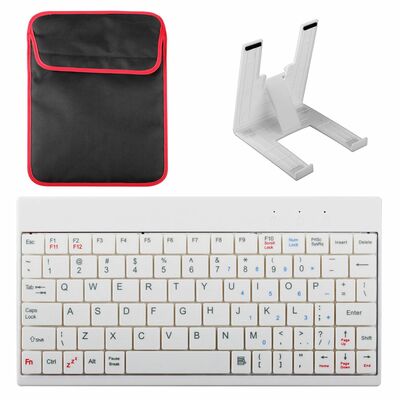 80 Keys Mini USB Wired Keyboard with Carry Bag and Tablet Stand for Android & Windows Tablet-White