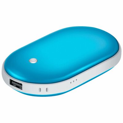 5000mAh Portable Hand Warmer & Power Bank - Rechargeable, Double-Sided Heating, Pocket Size-Blue