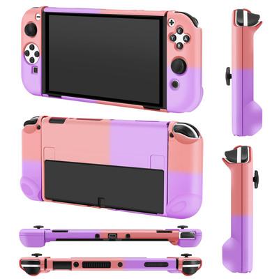 Protective Shell Cover Hard Dockable Case Fit For Nintendo Switch OLED Joy Con Shell-Pink Purple