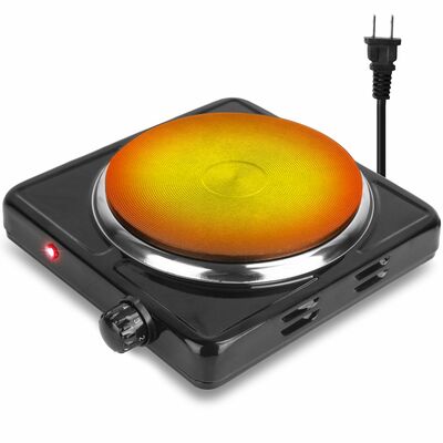 Portable 1500W Electric Single Burner Hot Plate Stove - Non Slip Feet, 5 Temp Adjustments-Black