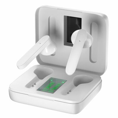 Wireless Earbuds V5.1 TWS Headsets with Touch Control, LED Display, Mic, Magnetic Case-White
