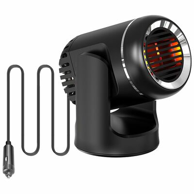 12V 120W Car Heater Fan - 2-in-1 Heating/Cooling, 4.92ft Cord, Rotatable, Portable-Black-12V