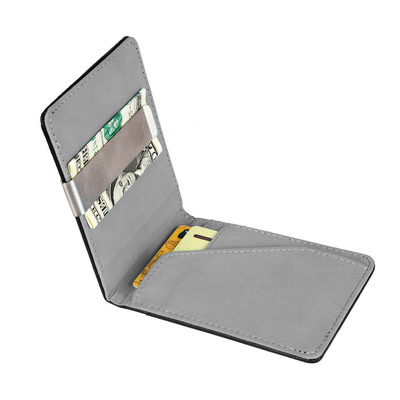 Unisex PU Leather Wallet RFID Blocking Slim Bifold Credit Card Holder with Money Clip-Gray