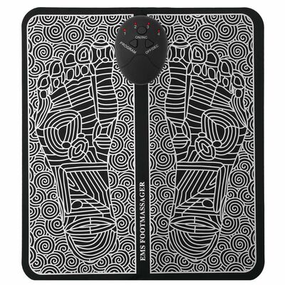 Rechargeable EMS Foot Massage Pad - 6 Modes, 9 Intensity Levels, Muscle Pain Relief-Black