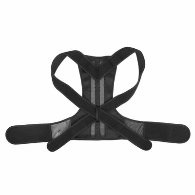 Unisex Posture Corrector Brace - Lumbar & Upper Back Support - Clavicle & Shoulder Belt (150 characters)-Black-Medium