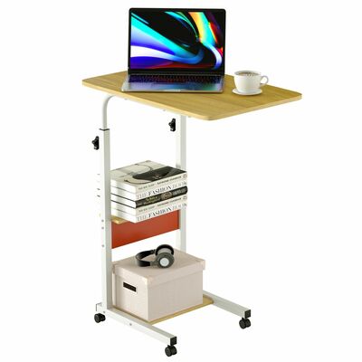 3-Tier Laptop Desk Small Side Table - Fits Couch, Bed, Sofa - for Small Spaces - Living Room, Bedroom-Beige-60 x 40cm