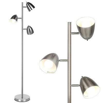 Black Tree Floor Lamp- 3 Color Temp Reading LED- 360? Adjustable- Separate Switch- Living Room/Bedroom Light-Silver