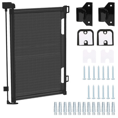 Baby Security Gate Retractable Door Extra Wide Child Safety Stairs Gate 61x34in for Doorway Hallway Indoor Outdoor