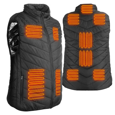 Heated Vest Electric USB Jacket Men Women Heating Coat Thermal Body Warmer Wear with 3 Temperature Levels-Black-XL