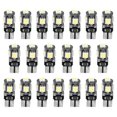 20Pcs T10 SMD5050 LED Light Bulbs 6000K Wedge Light Lamps Dome Map License Plate Car Interior Festoon Lights Kits