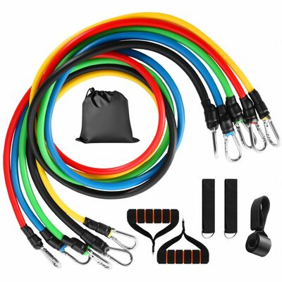 11-Piece Resistance Bands Set - Up to 100lbs - Fitness Workout Tubes with Door Anchor, Handles, and Ankle Straps