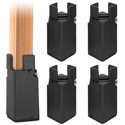 4Pcs Adjustable Bed Riser with Screw Clamp 3.94in Height Heavy Duty Sofa Table Chair Furniture Riser Lift-Black