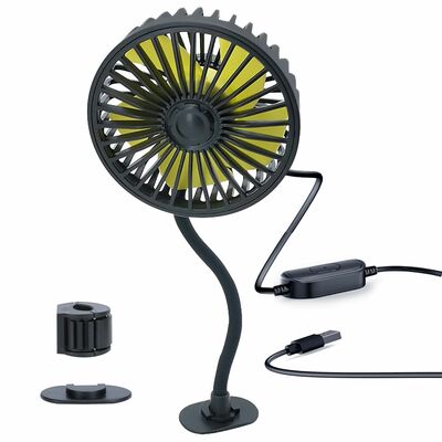 360? Car Cooling Fan USB Vehicle Fan, 3-Speed, Rotatable, Backseat, Dashboard, Window Clip for Car Home-Black