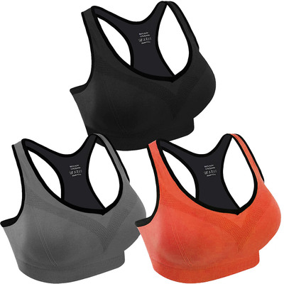 3 Packs Women Padded Sports Bras Yoga Fitness Push up Bra Female Top for Gym Running Workout Training-Multi-XL