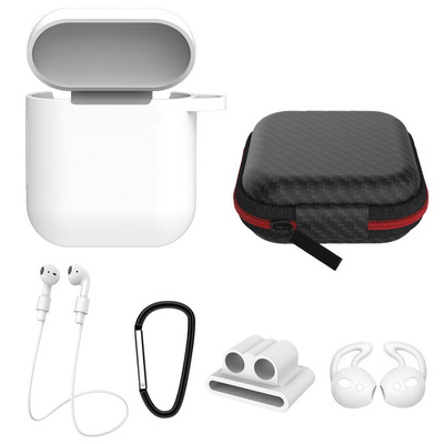 Silicone Case for Apple AirPod 1 2 AirPods Protective Cover Skin w/Strap Ear Hooks Watch Band Holder-White