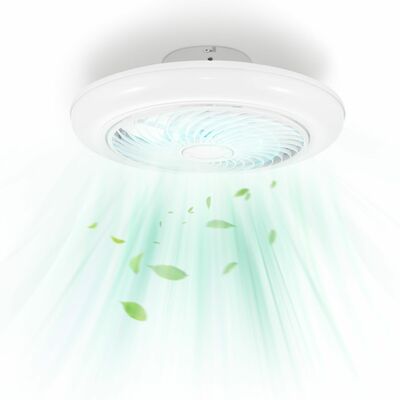 17.71in LED Ceiling Fan w/ Light & Remote, 6 Speeds, 3 Colors, APP Control, Timer - Low Profile-White