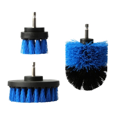 3Pcs/Set Drill Brush Power Scrubber Cleaning Brush for Car Carpet Wall Tile Tub Cleaner Combo-Blue