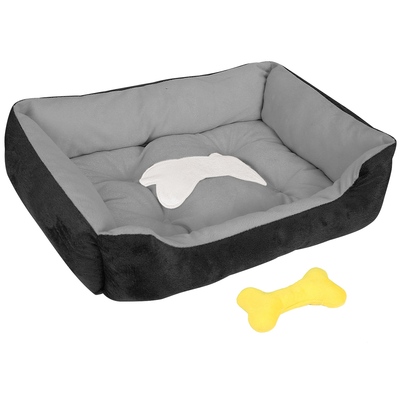 Pet Dog Bed Soft Warm Fleece Puppy Cat Bed Dog Cozy Nest Sofa Bed Cushion Mat For S/M Dog-Black