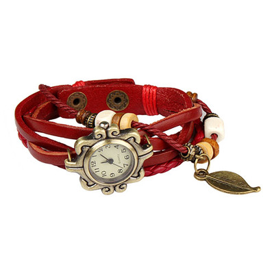 New! Beautiful Bohemian Style Retro Handmade Leather Angel Wing Women 's Watches-rose-Rose