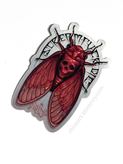 'Scream - F*** - Die' Cicada Sticker (Metallic)