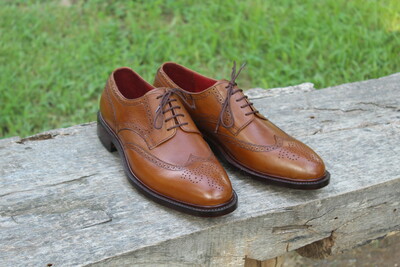 Crafted Leather Handmade Brown Grain Leather Lace up Dress Shoes