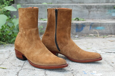 Crafted Leather Classic Handmade Brown Suede Leather Jodhpur Side Zipper Boot