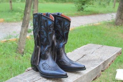 Crafted Leather New Classic Fringes Design Ankle Cowboy Boot