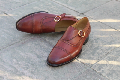 Crafted Leather Single Buckle Monk Strap Handmade Shoes