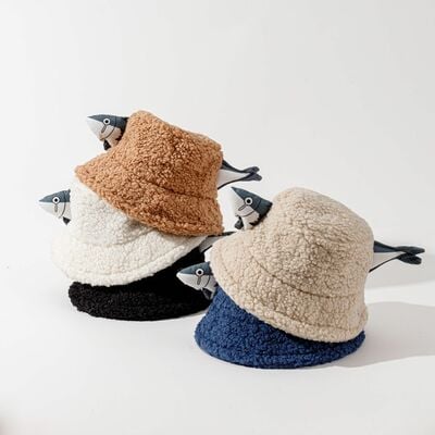 Funny fish fleece fisherman hat bucket hat - Thumbnail 2