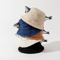 Funny Fish Fleece Fisherman Hat Bucket Hat - Thumbnail 1