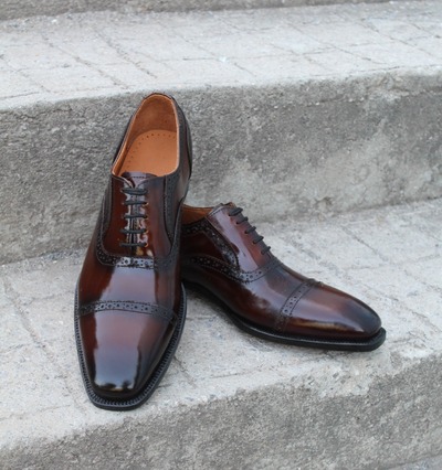 Crafted Leather Dark Brown Leather Dress Lace up Shoes