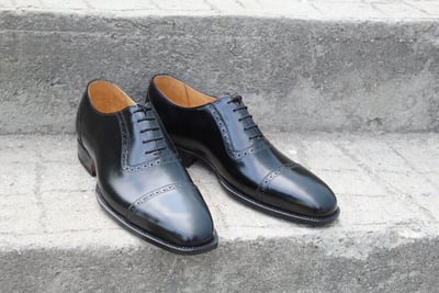 Crafted Leather Classic Handmade Black Calf Leather Oxford Dress Shoes