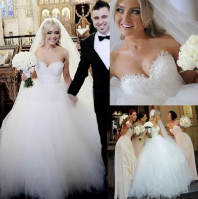 Sweetheart Puffy Ball Gown Tulle Princess Wedding Dresses