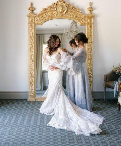 Elephant Mermaid Beach Lace Appliques Wedding Dress Bridal Gowns