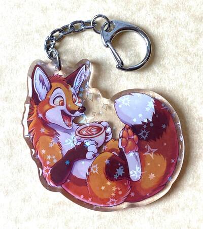 Coffee Fox Keychain (large)