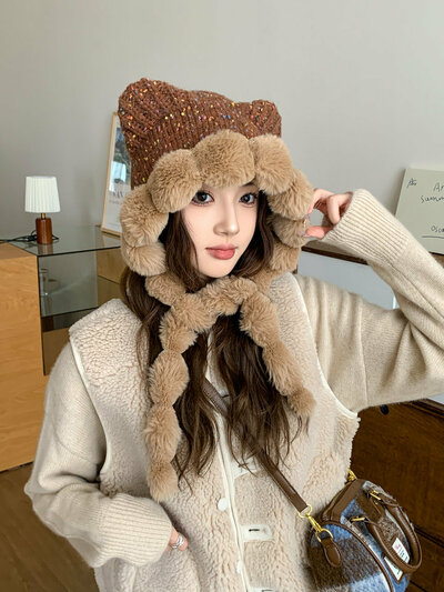 Cute Pom-Pom Cat Ears Warm Hat Knitted Cap