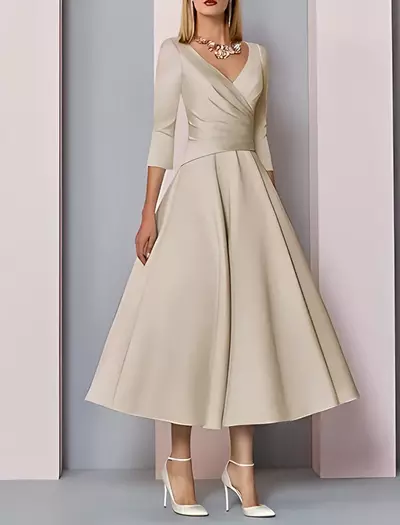 Simple Mother Of Bride/Groom Dresses Tea-length Birthday Wedding Guest Groom Mother's Gowns