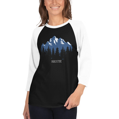 Breathe Mountains 3/4 sleeve raglan shirt