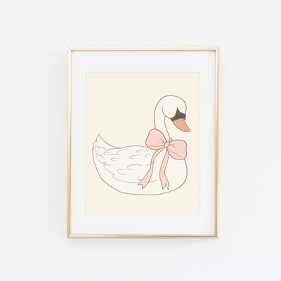 Swan with a bow (color options) print - Thumbnail 1