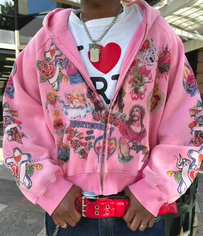 RETRO GOTHIC CROPPED ZIP